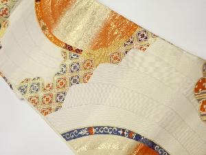 リサイクル 曲線に桐唐草・花菱・蜀江文模様織出し袋帯